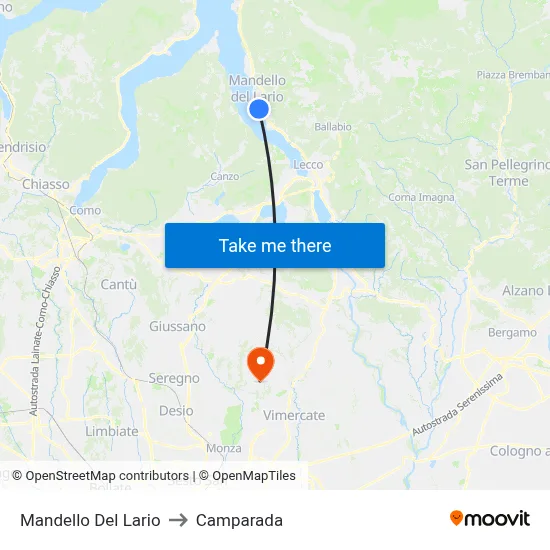 Mandello Del Lario to Camparada map