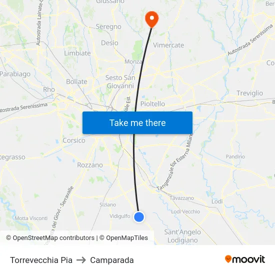 Torrevecchia Pia to Camparada map