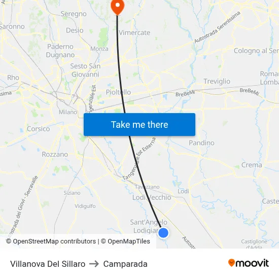 Villanova Del Sillaro to Camparada map