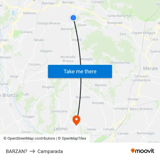 Barzan to Camparada map