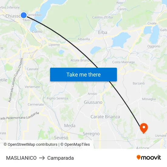 Maslianico to Camparada map