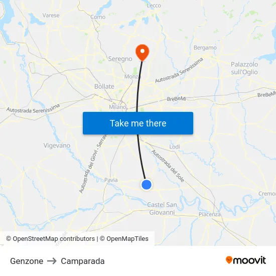 Genzone to Camparada map