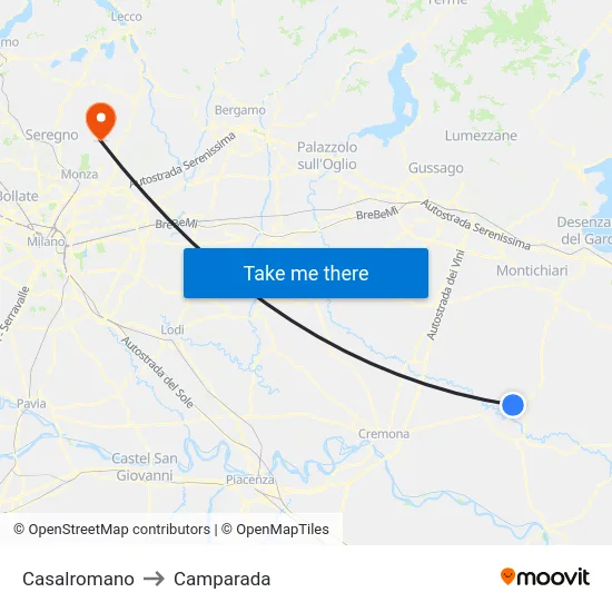 Casalromano to Camparada map
