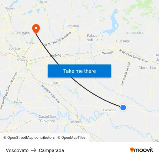 Vescovato to Camparada map