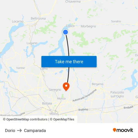 Dorio to Camparada map