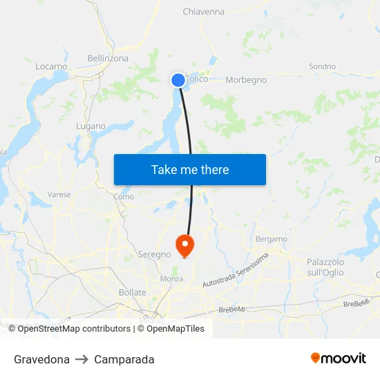 Gravedona to Camparada map