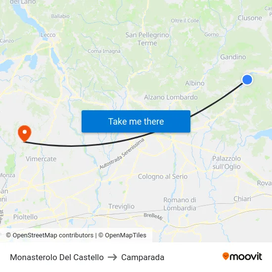 Monasterolo del Castello to Camparada map