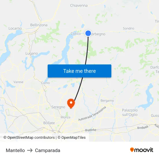 Mantello to Camparada map