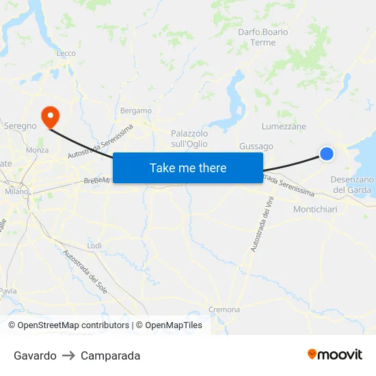 Gavardo to Camparada map