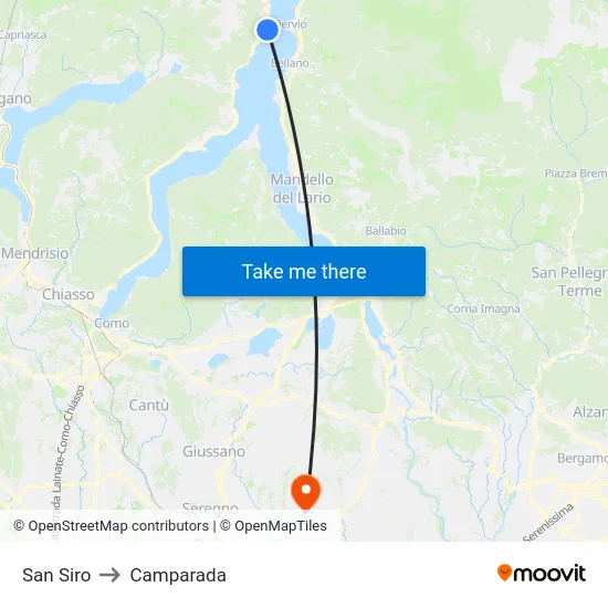 San Siro to Camparada map