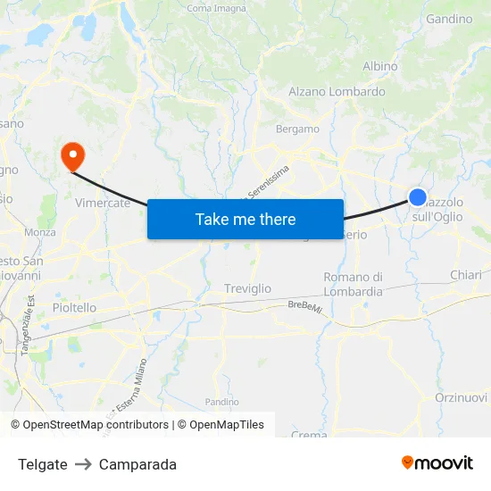 Telgate to Camparada map