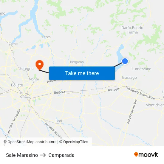 Sale Marasino to Camparada map