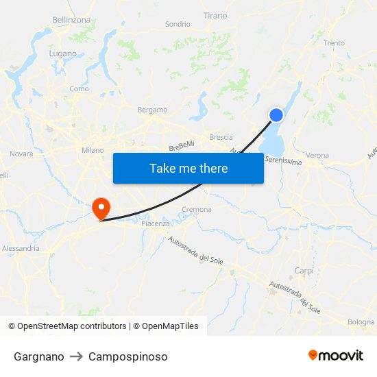 Gargnano to Campospinoso map