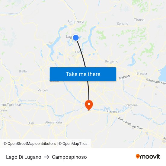 Lago Di Lugano to Campospinoso map