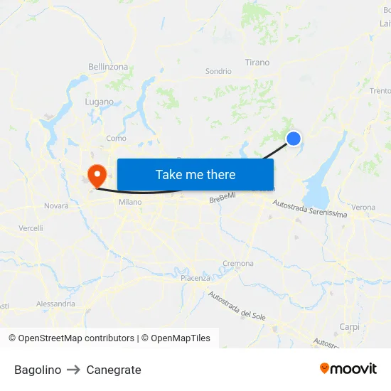 Bagolino to Canegrate map