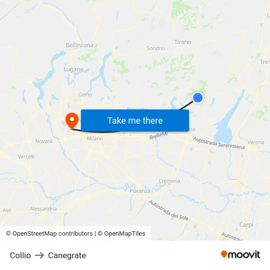 Collio to Canegrate map
