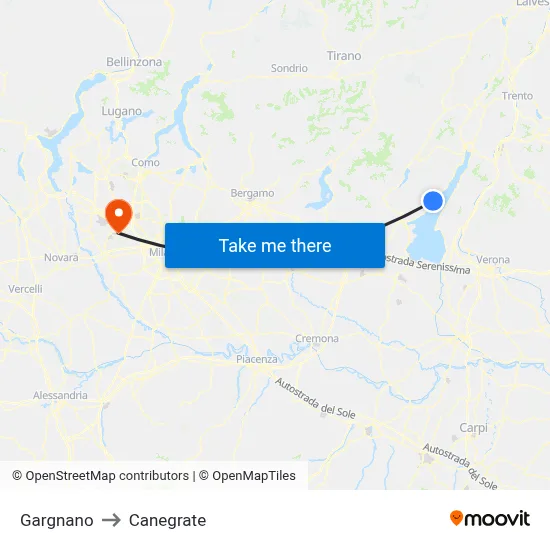 Gargnano to Canegrate map