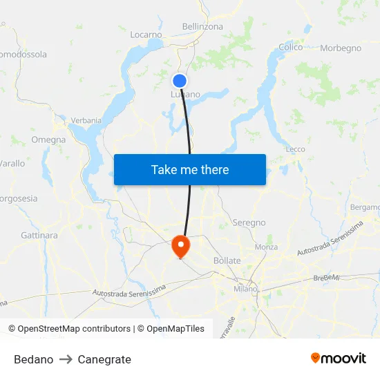 Bedano to Canegrate map