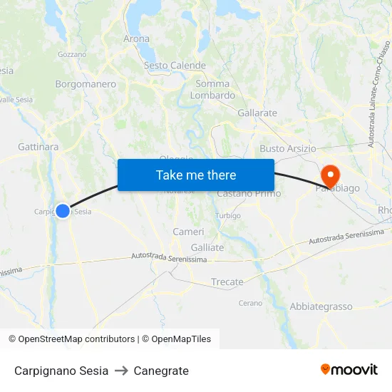 Carpignano Sesia to Canegrate map