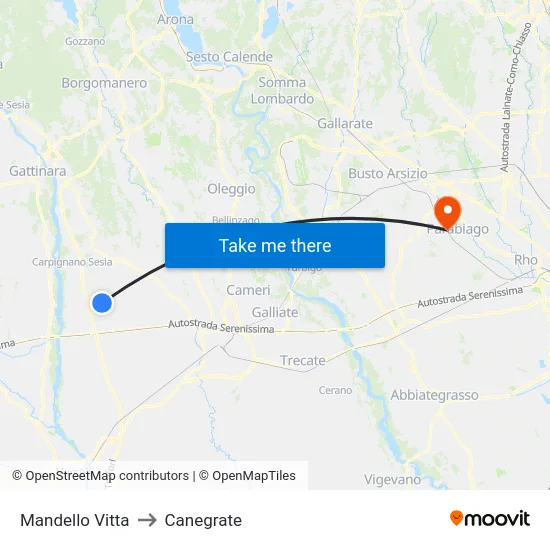 Mandello Vitta to Canegrate map