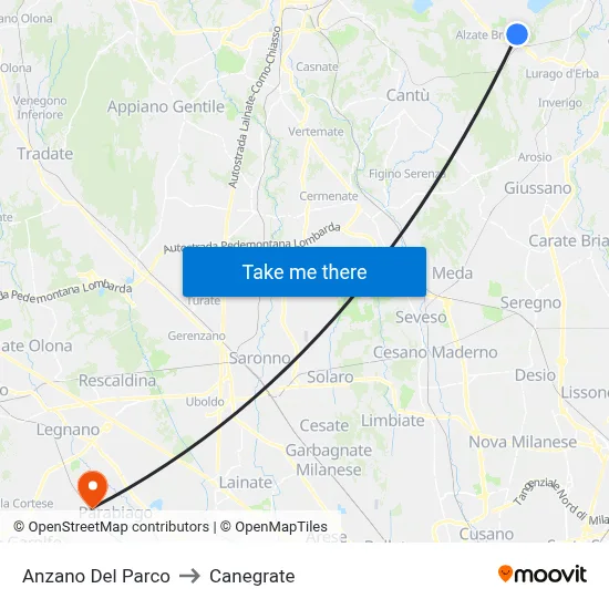 Anzano Del Parco to Canegrate map