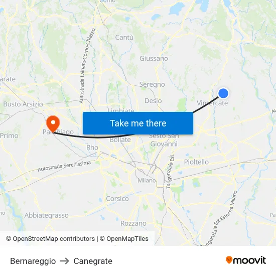 Bernareggio to Canegrate map