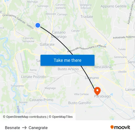 Besnate to Canegrate map
