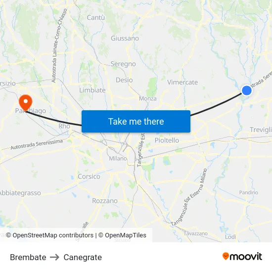 Brembate to Canegrate map