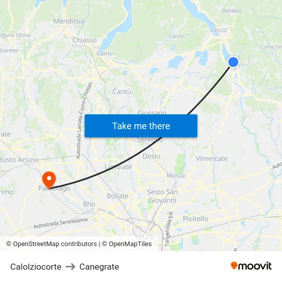 Calolziocorte to Canegrate map