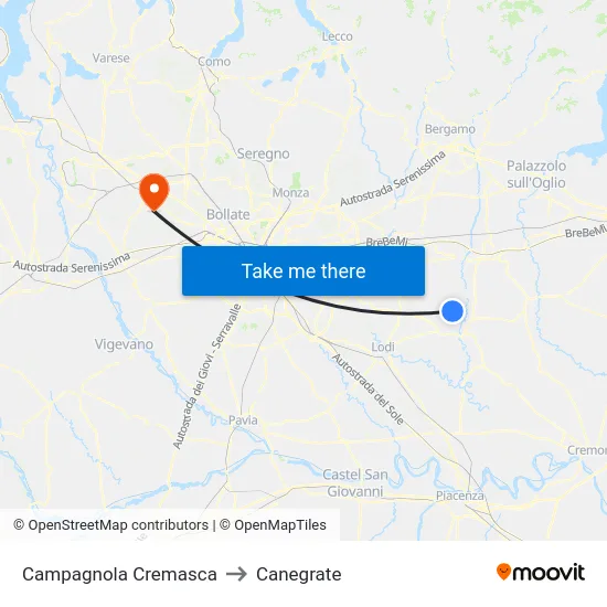 Campagnola Cremasca to Canegrate map