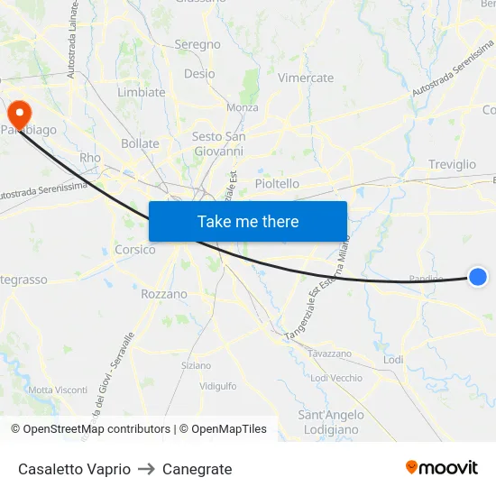 Casaletto Vaprio to Canegrate map