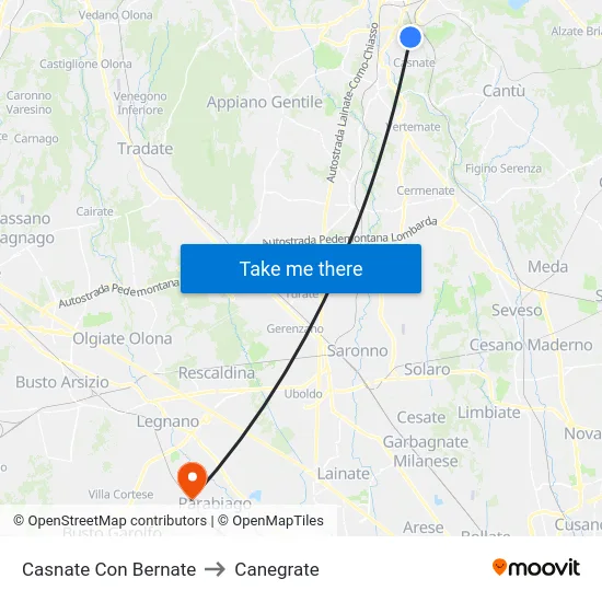 Casnate Con Bernate to Canegrate map