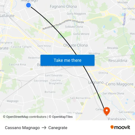 Cassano Magnago to Canegrate map