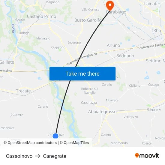 Cassolnovo to Canegrate map