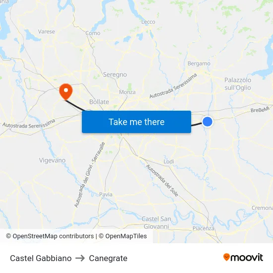 Castel Gabbiano to Canegrate map