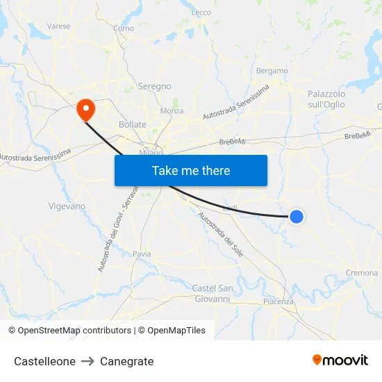 Castelleone to Canegrate map