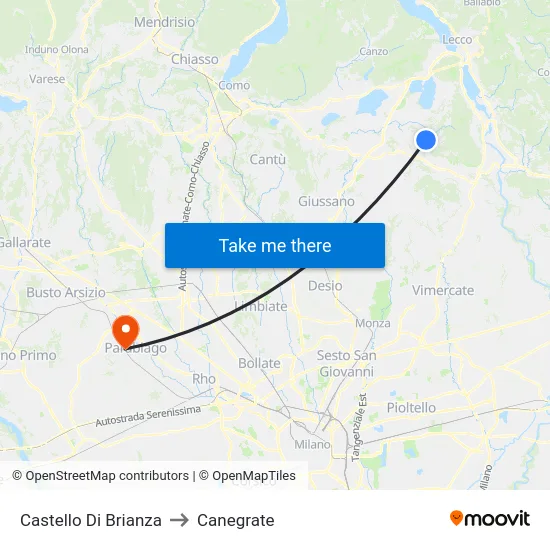 Castello Di Brianza to Canegrate map