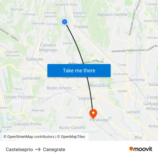 Castelseprio to Canegrate map