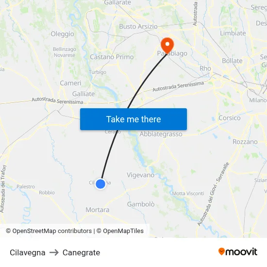 Cilavegna to Canegrate map