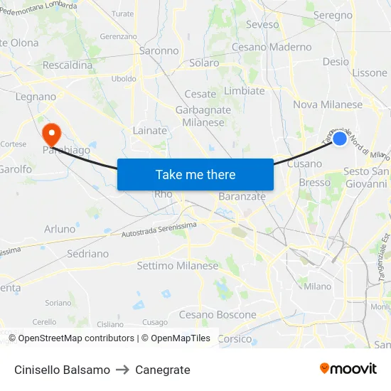 Cinisello Balsamo to Canegrate map