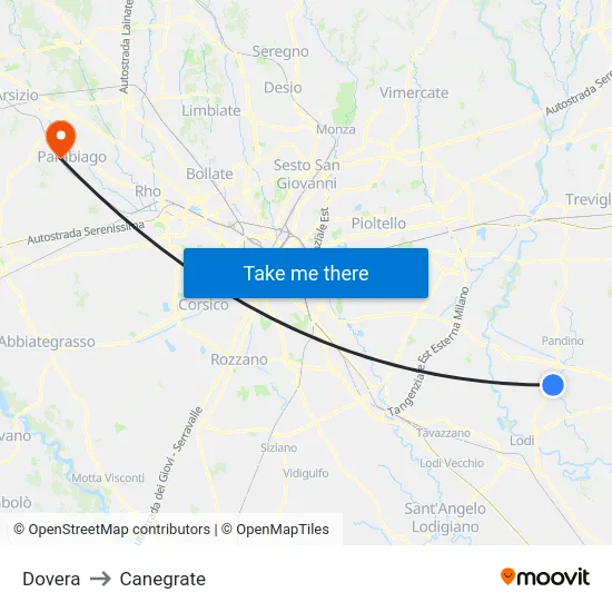Dovera to Canegrate map
