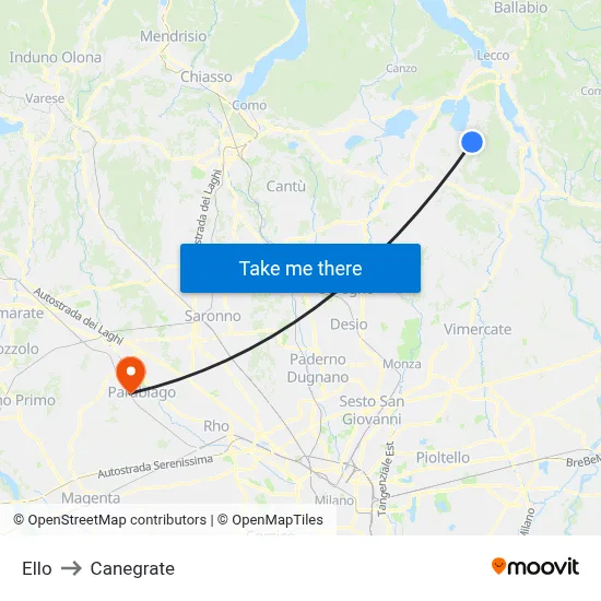 Ello to Canegrate map