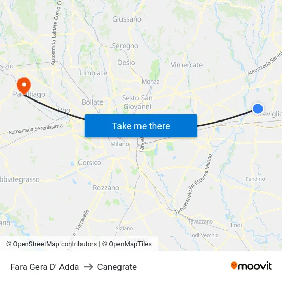 Fara Gera D' Adda to Canegrate map