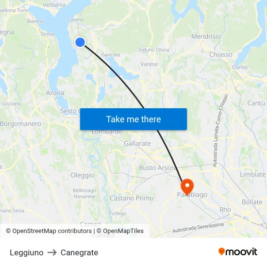 Leggiuno to Canegrate map