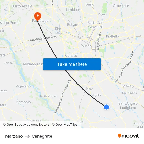 Marzano to Canegrate map