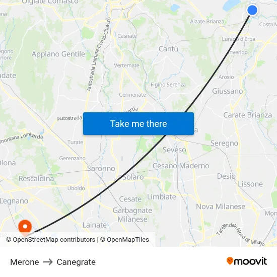 Merone to Canegrate map