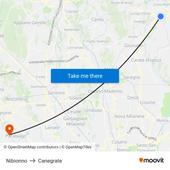 Nibionno to Canegrate map