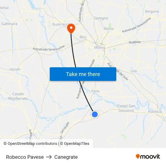 Robecco Pavese to Canegrate map