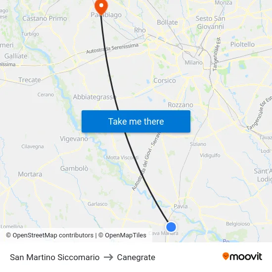 San Martino Siccomario to Canegrate map