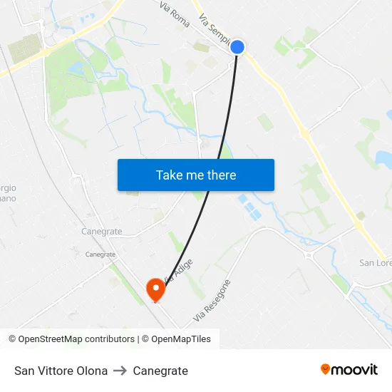 San Vittore Olona to Canegrate map